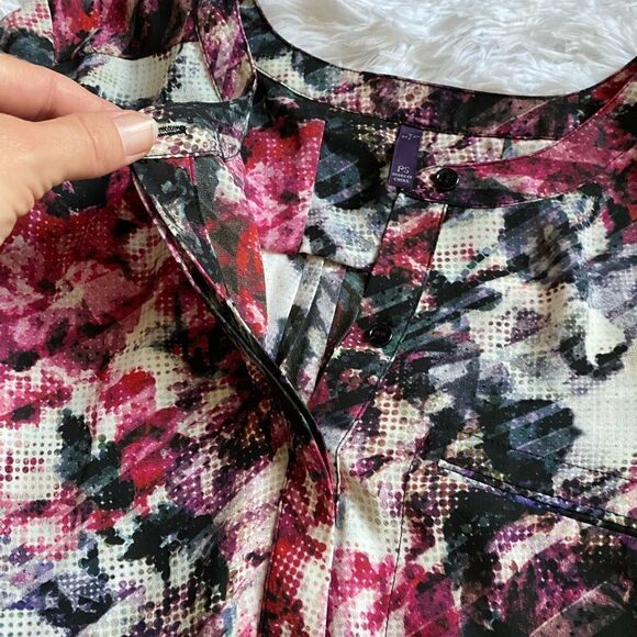 NYDJ Not Your Daughters Jeans Multicolored Top Long Sleeves Womens Petite Small - Picture 3 of 7